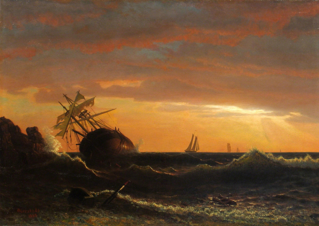 Beached Ship in Detail Albert Bierstadt